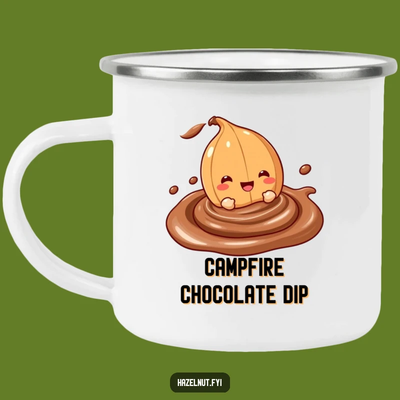 Funny Hazelnut Camping Mug: Chocolate Dip Adventure - Rugged Funny Gift for Sweet Tooths