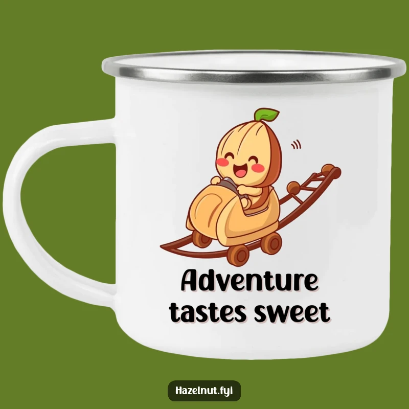 Funny Hazelnut Chocolate Coaster Camping Mug: Adventure Fuel for Laughs!