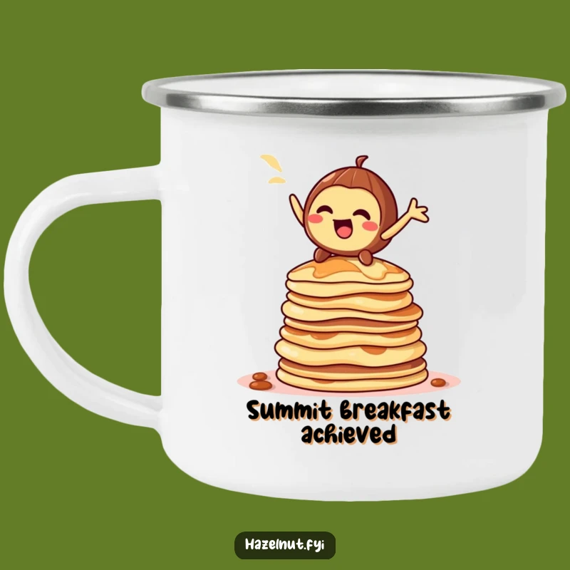 Funny Hazelnut Camp Mug: Pancake Summit Adventures