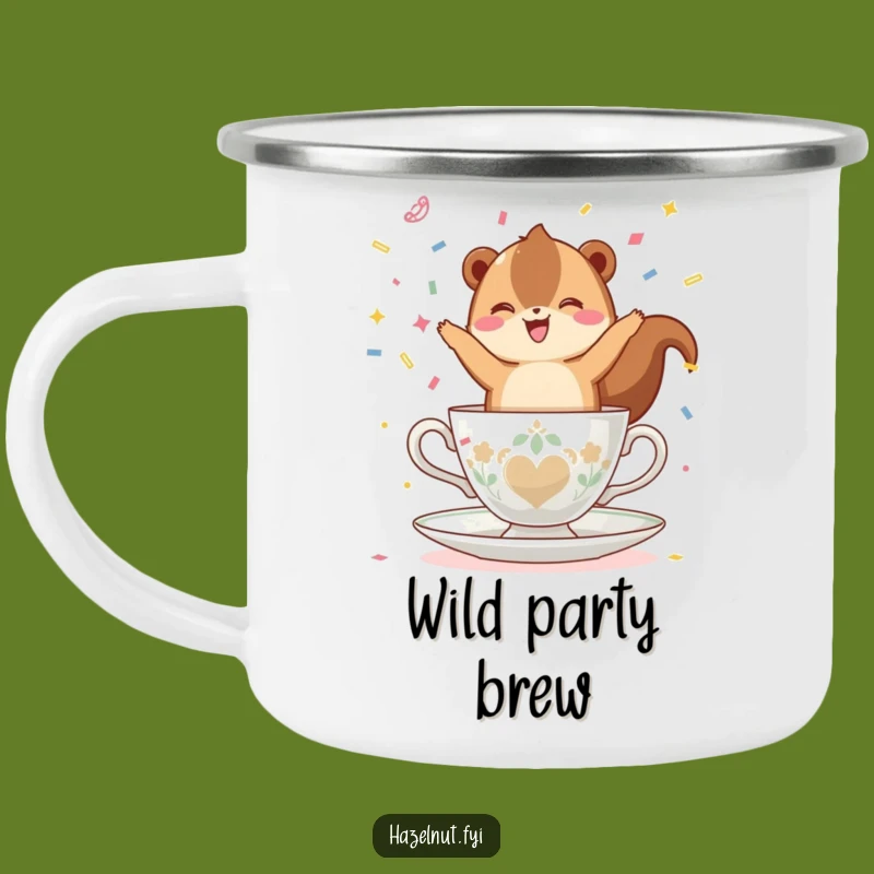 Funny Hazelnut Teacup Camping Mug: Sip and Celebrate Outdoors, Perfect Gift