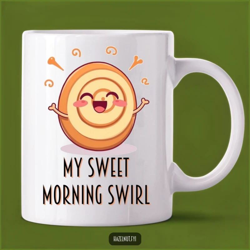 Funny Cinnamon Roll Joy Mug: Excited Swirls Expressing Delight, A Perfect Funny Gift