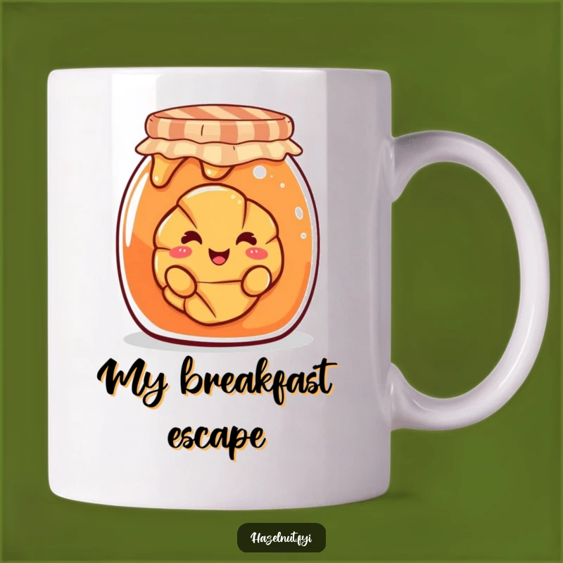 Funny Croissant Jam Mug: Smiling Pastry Peeking, Delicious & Hilarious Coffee Cup