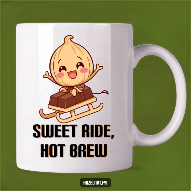 Funny Hazelnut Chocolate Sled Mug: Sweet Adventure Gift for Delights