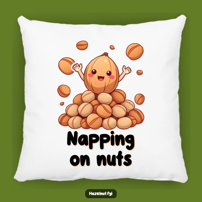 Funny Hazelnut Pillow: Cozy Roasted Nut Pile Wave Funny Gift Cushion