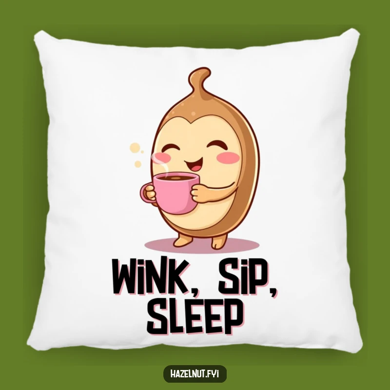 Funny Winking Hazelnut Pillow - Cozy Cheerful Character Comfort Gift