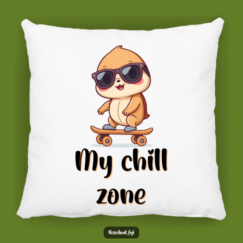 Funny Hazelnut Skater Pillow: Cozy Nut Decor for Your Couch, Hilarious Gift Idea