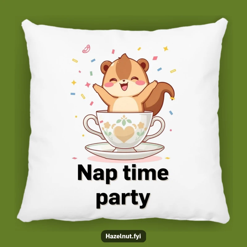 Funny Hazelnut Teacup Pillow: Cozy Nut Decor for Your Sofa, Hilarious Gift