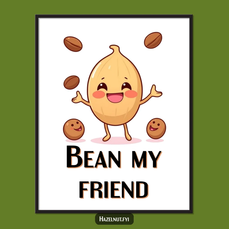 Funny Hazelnut Coffee Bean Juggler Digital Art: Instant Humor for Your Walls