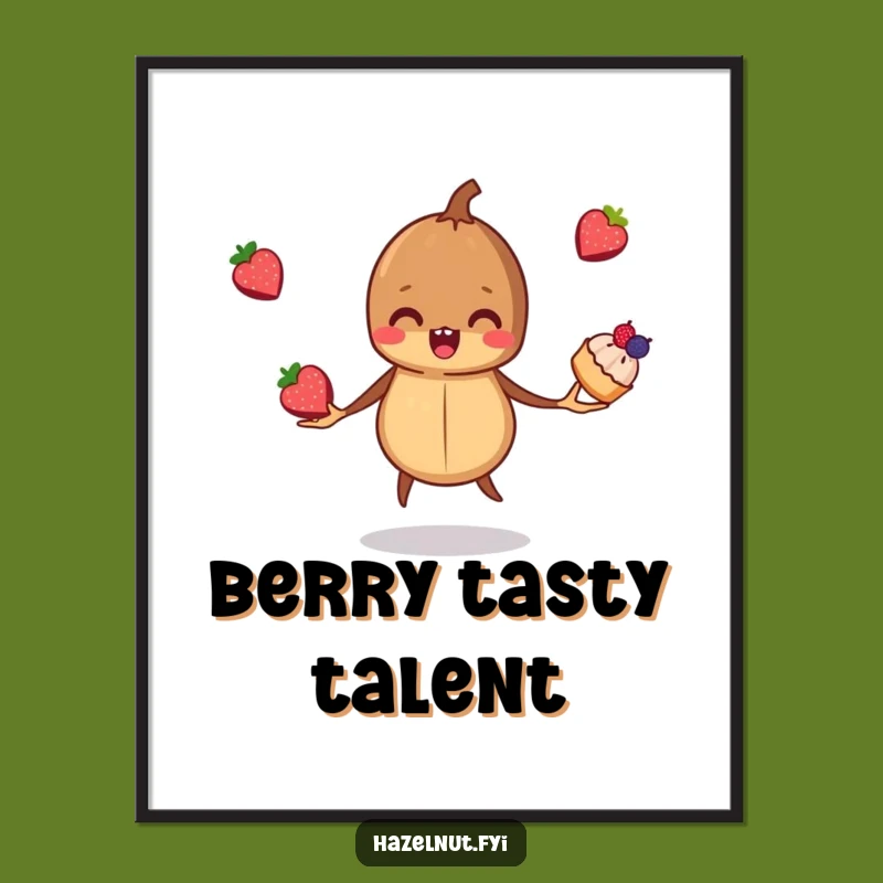 Funny Hazelnut Pastry Digital Art: Juggling Nut Art, Instant Sweet Gift