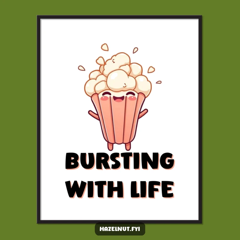 Funny Popcorn Kernel Digital Art: Cheerful Burst, Instant Hilarious Download