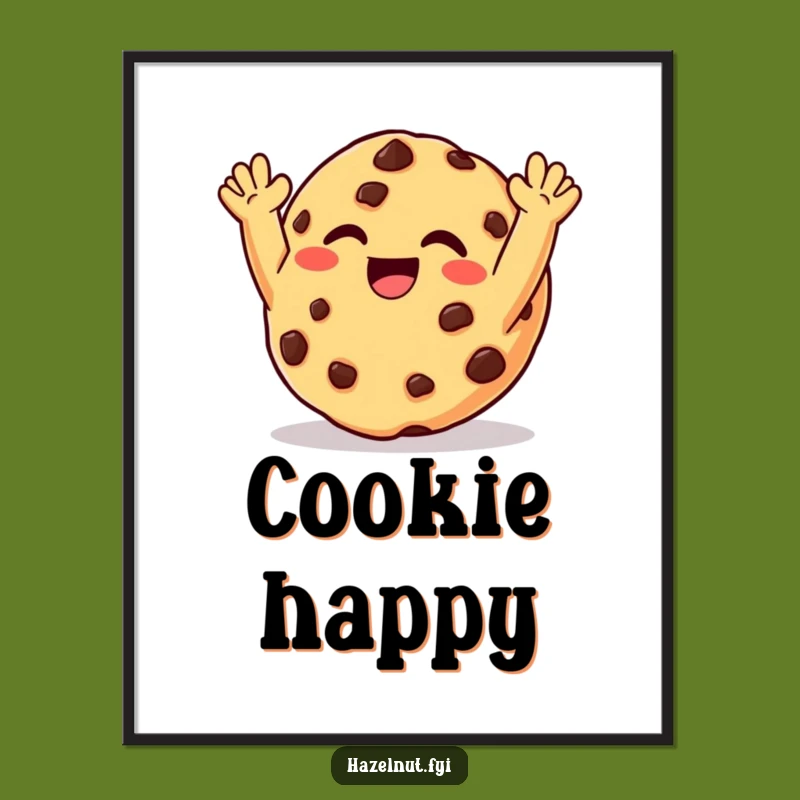 Funny Cookie Delight Digital Art: Giggling Chocolate Chip Download, Instant Funny Gift