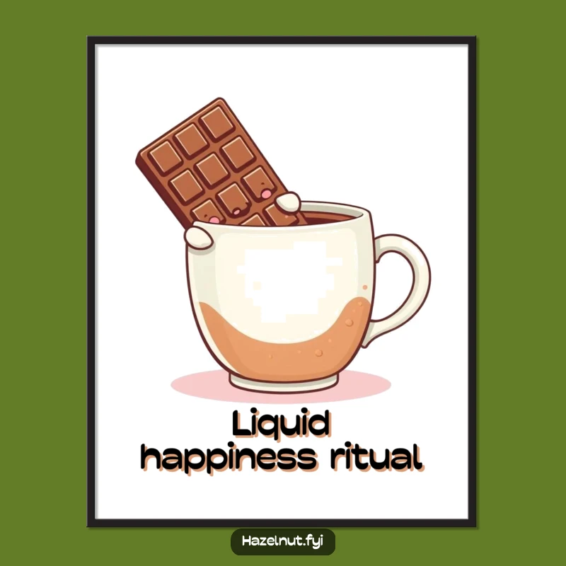 Funny Chocolate Coffee Digital Art: Blushing Bar Leaping, Instant Humorous Download