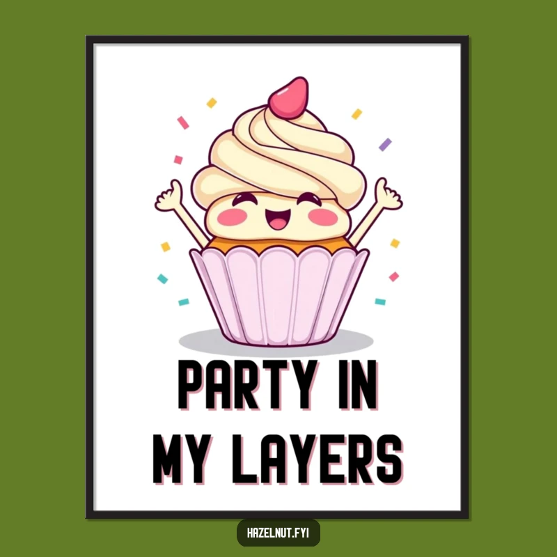 Funny Cupcake Confetti Digital Print - Instant Cheerful Party Art for Walls