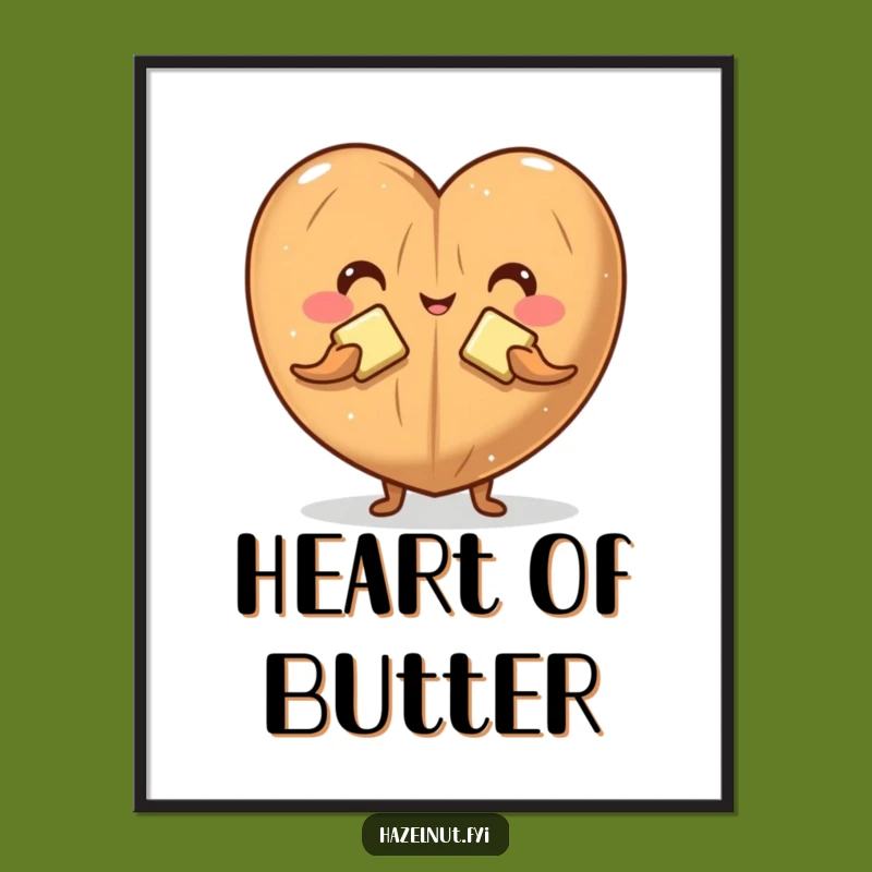 Funny Hazelnut Butter Heart Digital Art: Printable Character Decor for Instant Joy