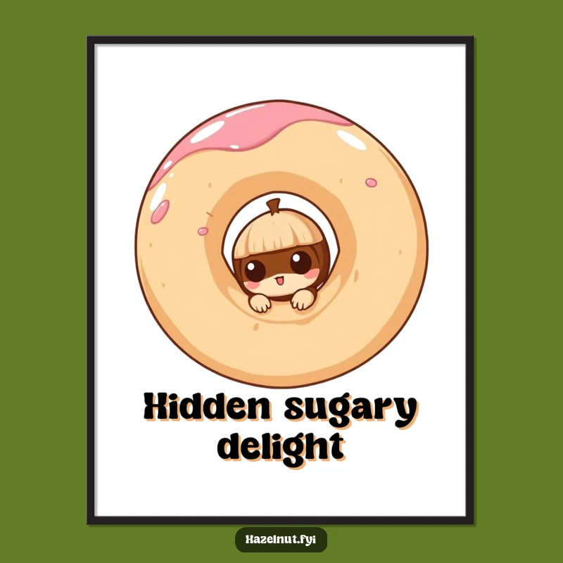 Funny Hazelnut Doughnut Digital Art: Instant Sweet Whimsy for Your Walls!