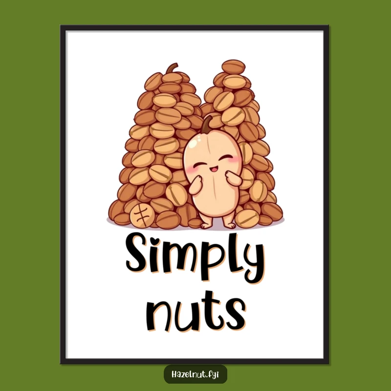 Funny Hazelnut Nutty Digital Art: Winking Pose, Instant Hilarious Download