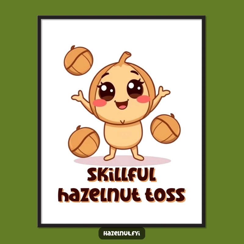 Funny Juggling Hazelnut Digital Art - Playful Nutty Character Wall Decor Gift