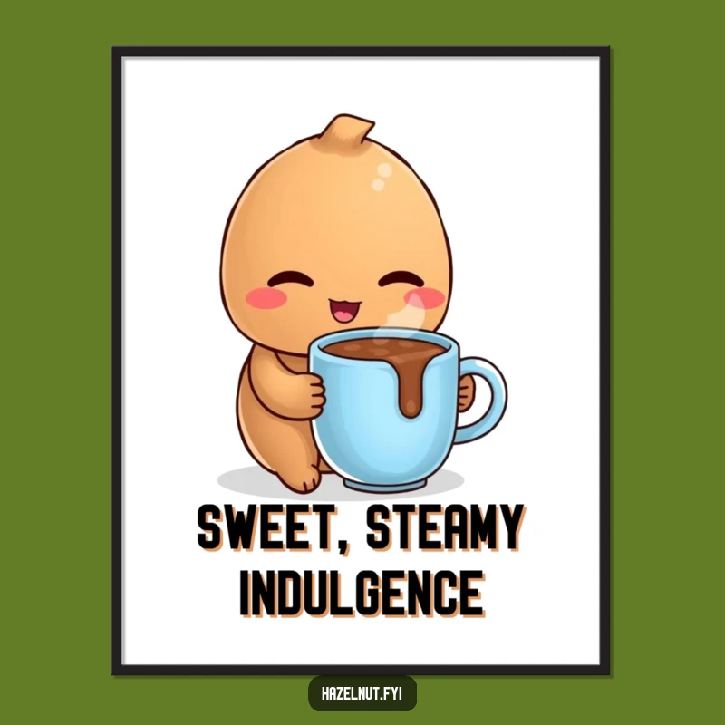 Funny Winking Hazelnut Wall Art: Hot Chocolate Vibes, Cozy Decor, Printable Gift