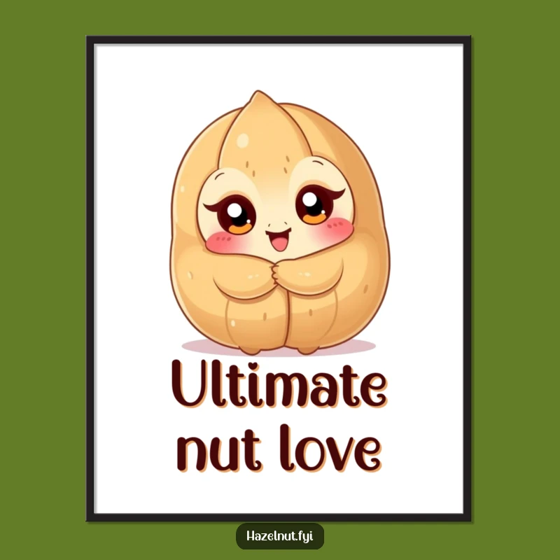 Funny Hazelnut Hug Digital Art: Nutty Character Delight Printable Funny Gift