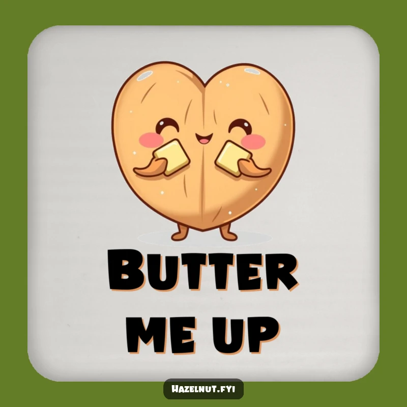 Funny Hazelnut Butter Heart Drink Coaster: Protect Surfaces with Character Charm