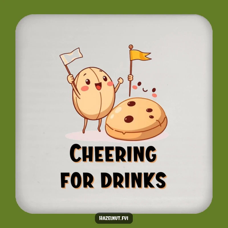 Funny Hazelnut Cookie Cheer Drink Coaster - Protect Surfaces with Fun