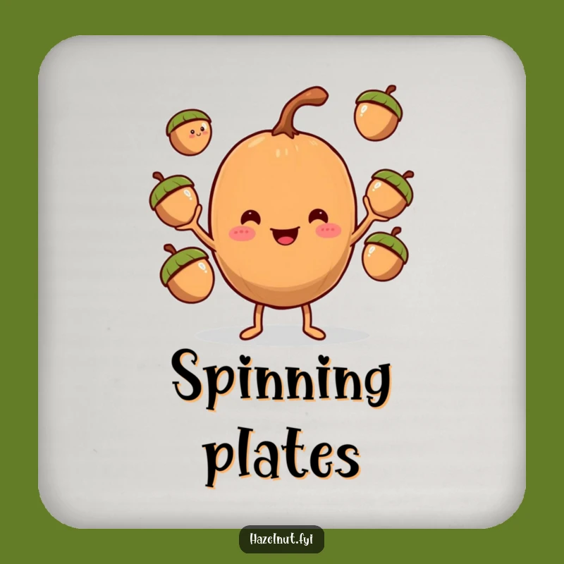 Funny Hazelnut Juggler Coaster Set: Protect Surfaces with Nutty Acorn Charm