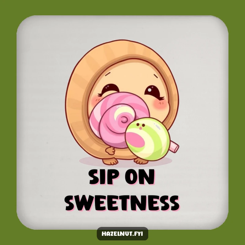 Funny Hazelnut Lollipop Drink Coaster: Protect Surfaces with Sweet Charm