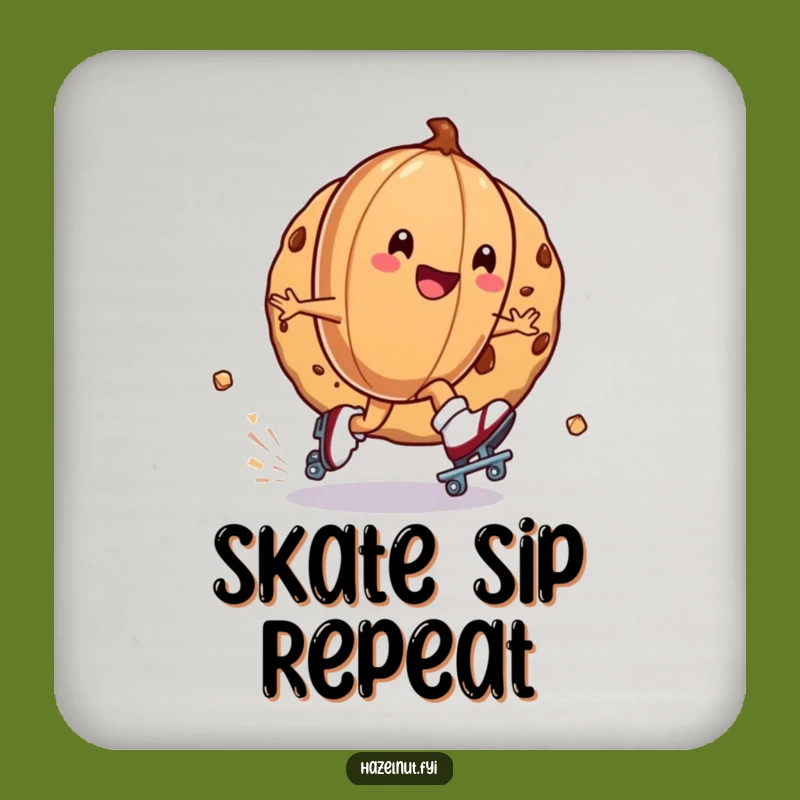 Funny Roller Skating Hazelnut Coasters: Hilarious Set to Protect Surfaces with Zippy Charm