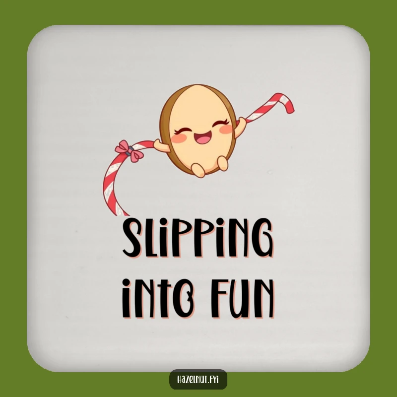 Funny Sliding Hazelnut Coaster Set - Mischievous Rope Rider Drink Gift