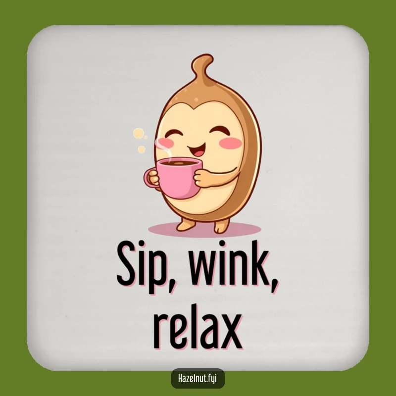 Funny Winking Hazelnut Coaster Set - Cheerful Coffee Drink Gift