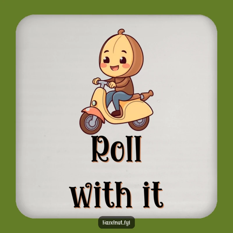 Funny Hazelnut Scooter Drink Coaster - Protect Surfaces with Humor