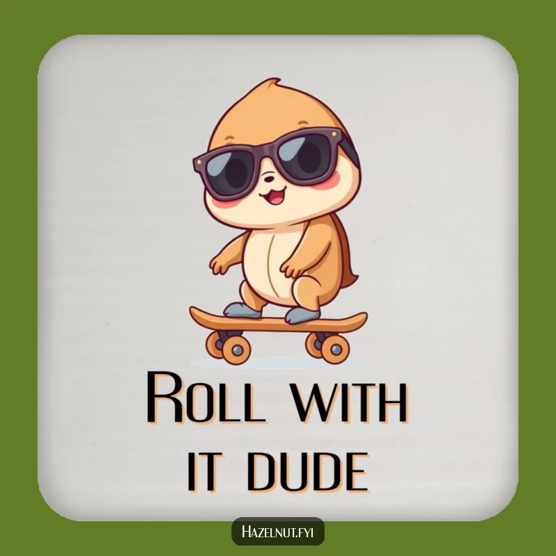 Funny Hazelnut Skater Coaster: Protect Surfaces with this Cool Nut, Fun Gift