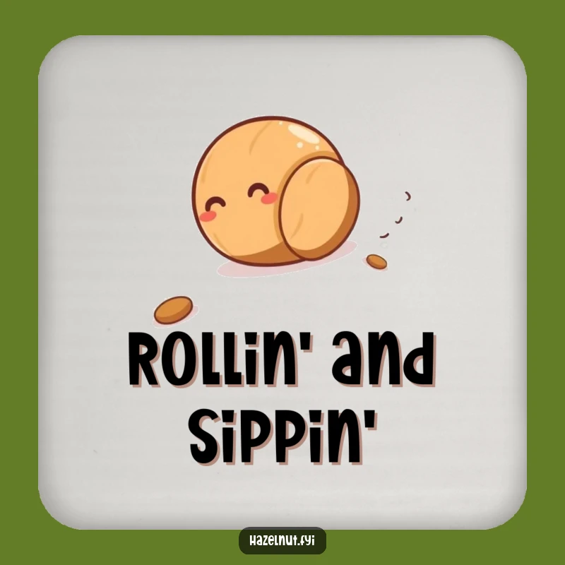 Funny Rolling Hazelnut Drink Coaster - Protect Surfaces with Nutty Charm Gift