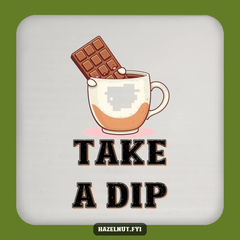 Funny Chocolate Coffee Coaster: Cute Blushing Bar Leaping, Protects Surfaces Hilariously