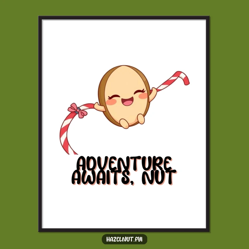 Funny Sliding Hazelnut Poster - Mischievous Rope Rider Art Print Gift