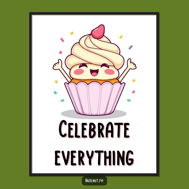 Funny Cupcake Confetti Poster - Cheerful Wall Art for Parties & Kitchens