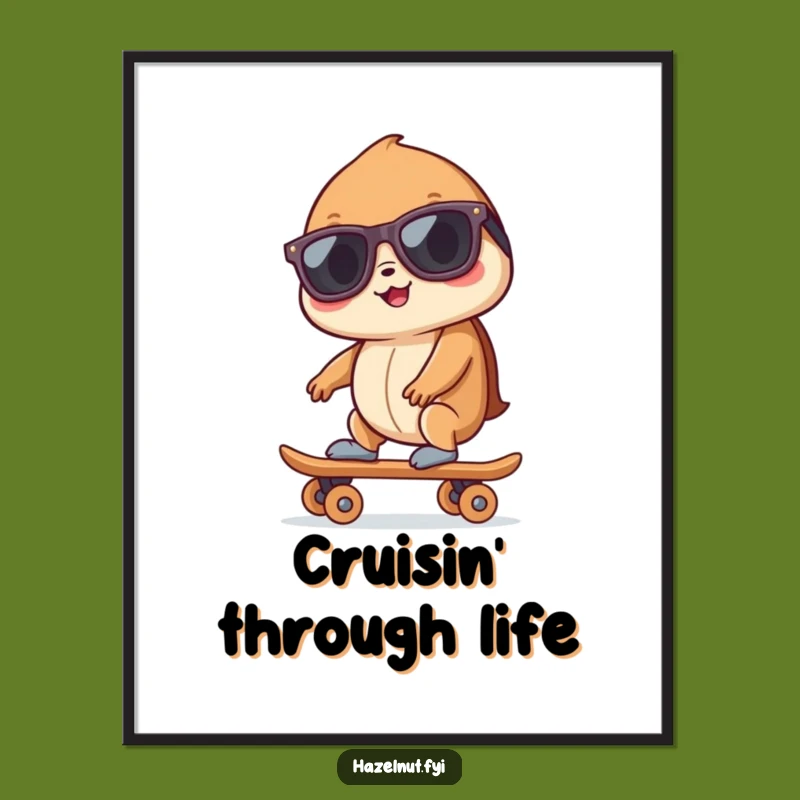 Funny Hazelnut Skater Poster: Awesome Nut Art to Brighten Your Walls, Perfect Gift