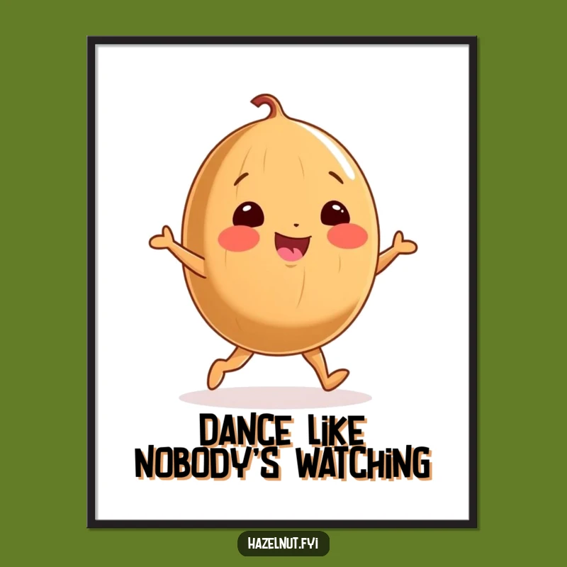Funny Dancing Hazelnut Poster: Cheerful Nut, Joyful Dance, Cute Wall Art Gift