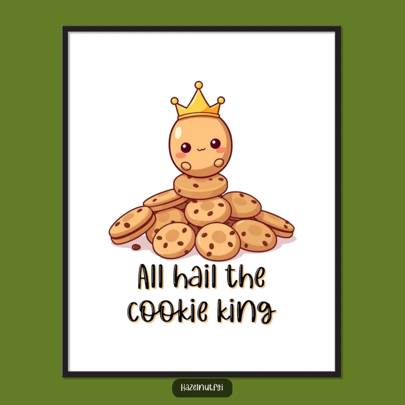 Funny Hazelnut Cookie King Poster - Regal Nutty Art, Perfect Funny Gift for Walls