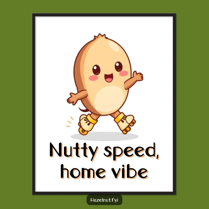 Funny Hazelnut Roller Skates Poster - Zippy Wall Art Gift