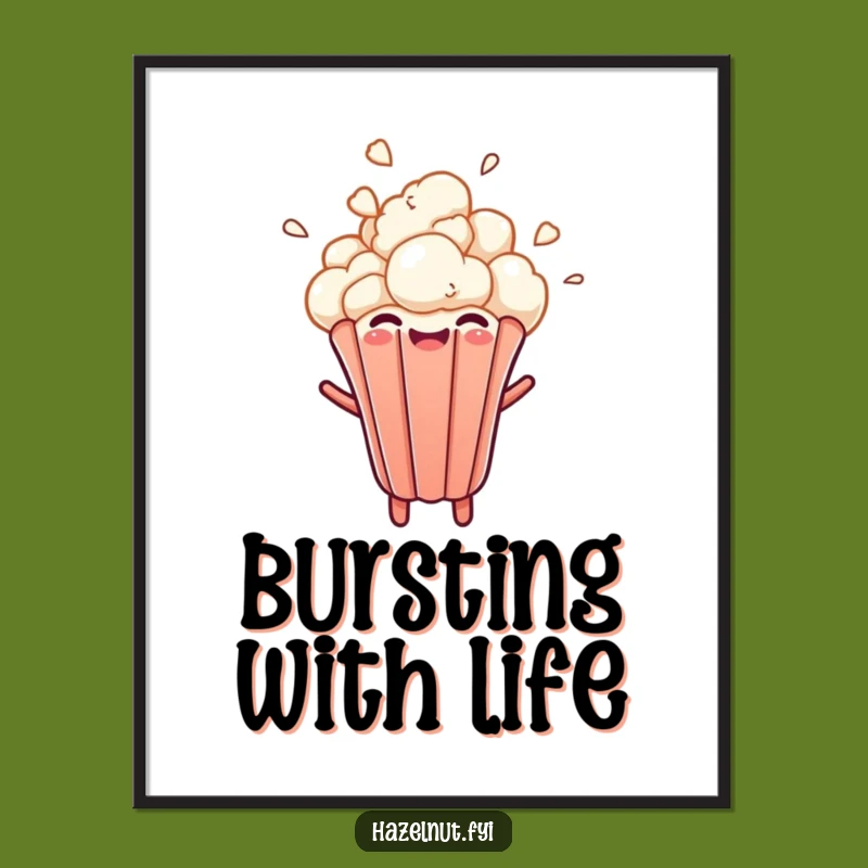 Funny Popcorn Kernel Poster: Cheerful Burst Art, Whimsical & Hilarious Wall Decor