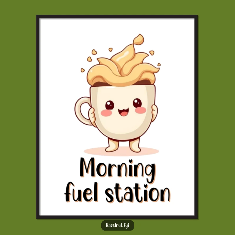 Funny Hazelnut Poster: Cheerful Kawaii Coffee Character for Wall Art, Hilarious Funny Gift