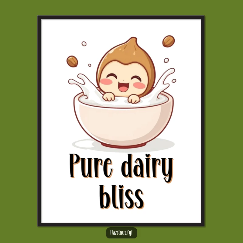 Funny Hazelnut Milk Splash Poster: Whimsical Wall Art - Unique Funny Gift Idea