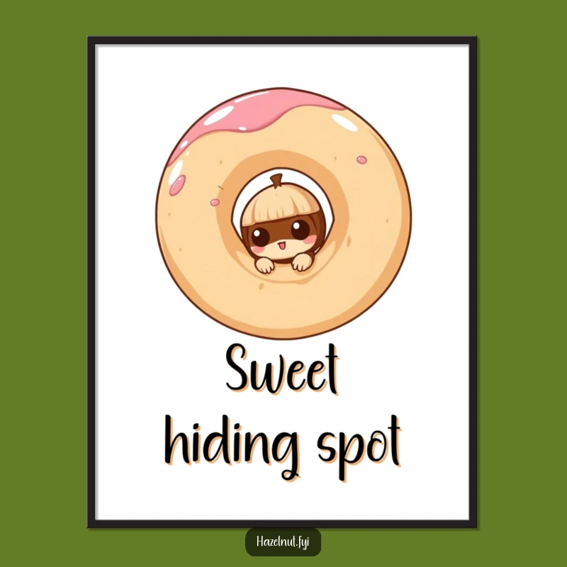 Funny Hazelnut Doughnut Poster: Whimsical Art for Sweet Decor!