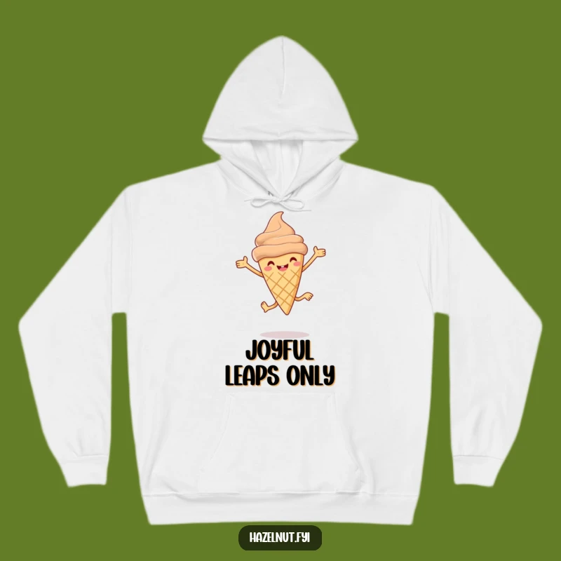 Cozy Funny Hazelnut Ice Cream Cone Leap Hoodie: Warmth Meets Hilarious Dessert Art