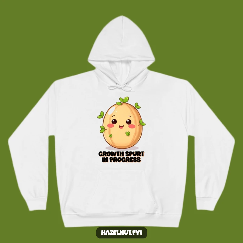 Cozy Funny Hazelnut Sprouting Leaves Hoodie - Warm & Whimsical Gift