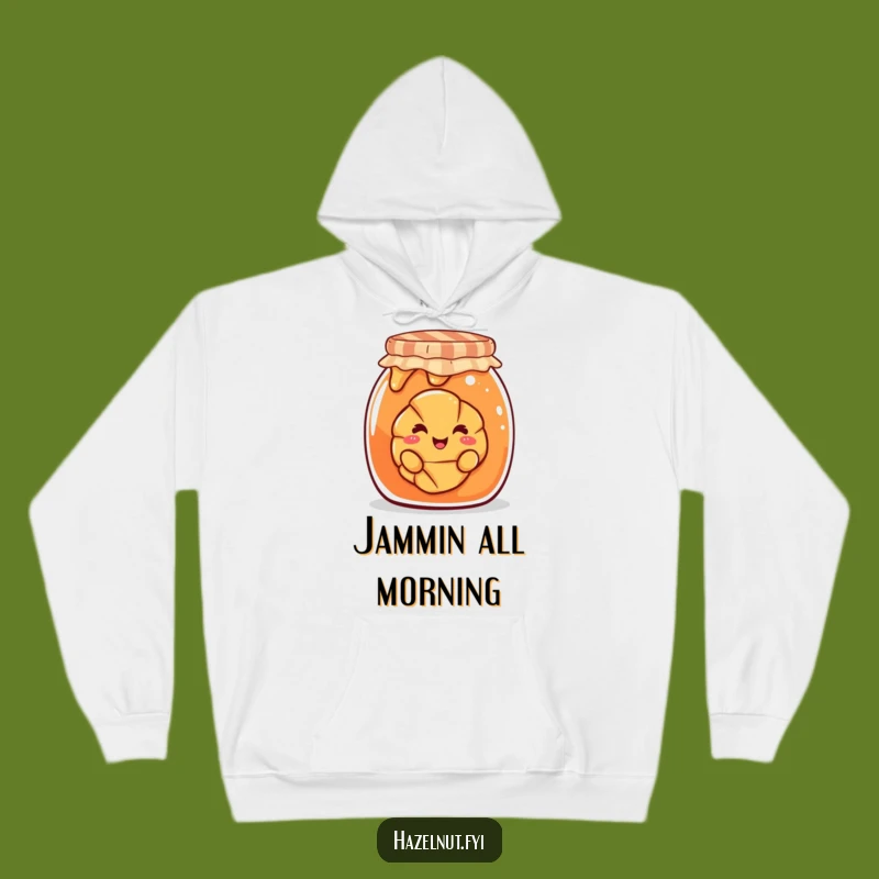 Funny Croissant Jam Hoodie: Cozy Pastry Peeking, Warm & Hilarious Sweatshirt