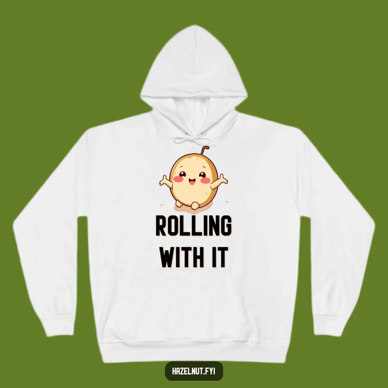 Cozy Funny Rolling Hazelnut Hoodie: Embrace Life's Hilarious Tumbles