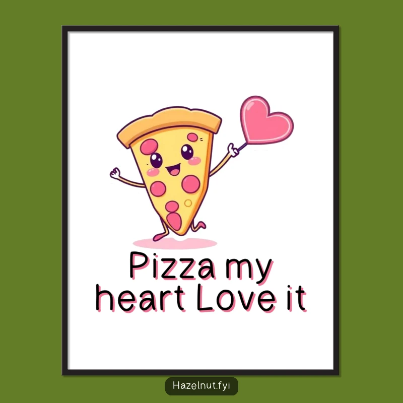 Free Printable Wall Art: Dancing Pizza & Candy Heart, Downloadable Decor