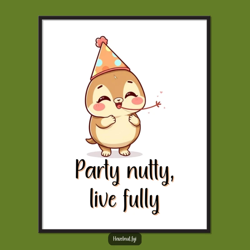 Free Printable Wall Art: Giggling Hazelnut Party Scene - Funny Downloadable Decor Gift